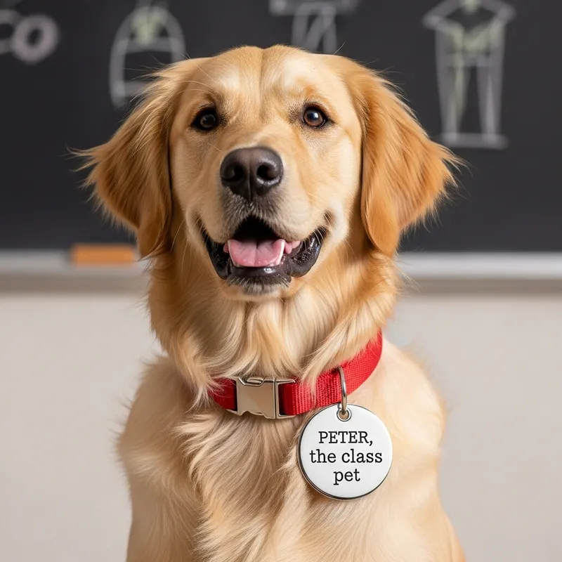 Peter the Class Pet: Dog with Red Collar and Name Tag