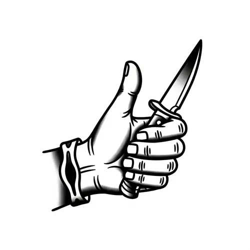 Vintage American Traditional Hand Tattoo Design