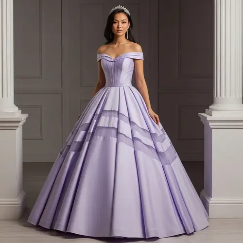 Princess Purple Shine Pastel Long Prom Dress with Full Skirt