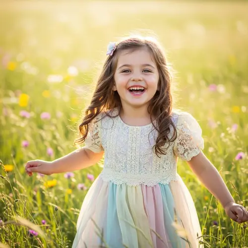 Charming Young Girl in Sunlit Meadow | Beautiful Nature Scene