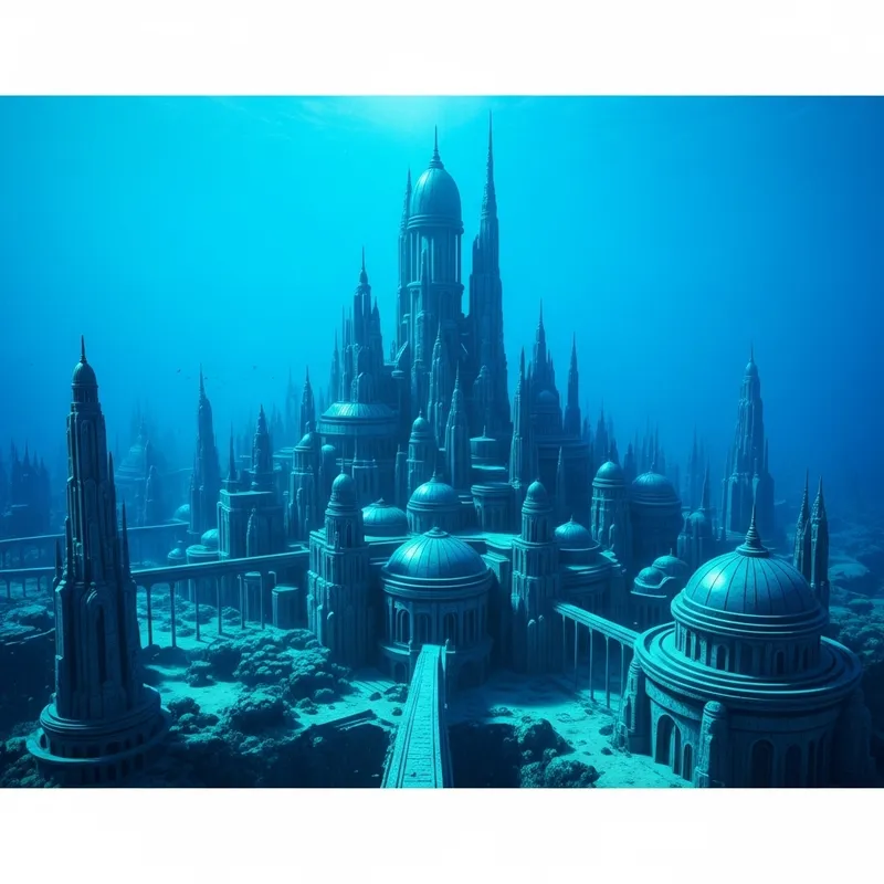 Majestic Underwater City: Vibrant Blue & Turquoise Architecture Majestic Underwater City: Vibrant Blue & Turquoise Architecture