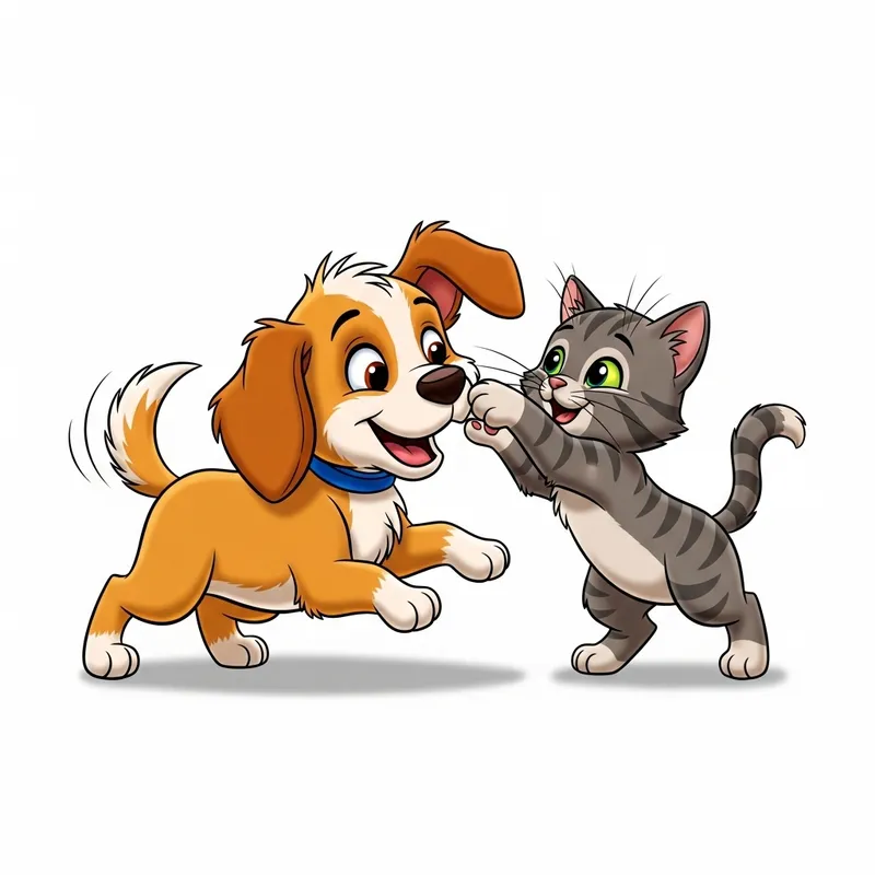 Cute Puppy and Kitten Playing Together Cute Puppy and Kitten Playing Together