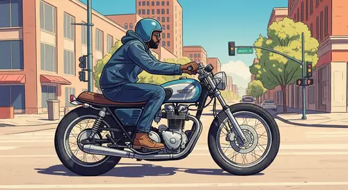 American Man Riding Vintage Cafe-Style Motorcycle - Layton, Utah