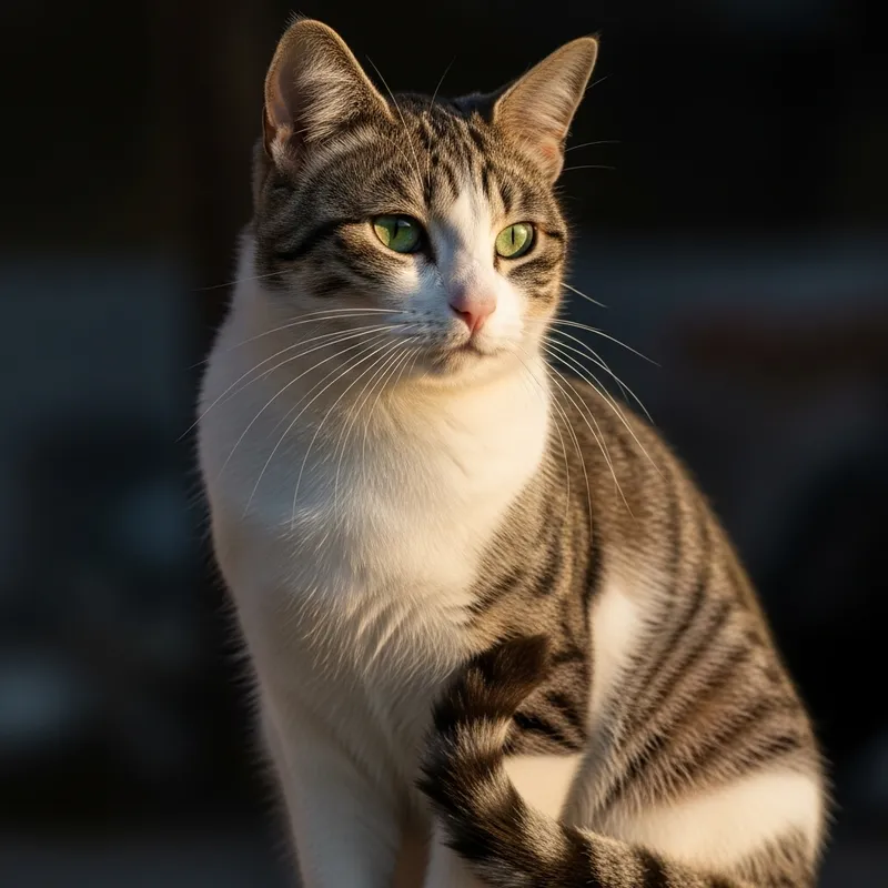 Graceful Domestic Cat with Emerald Green Eyes