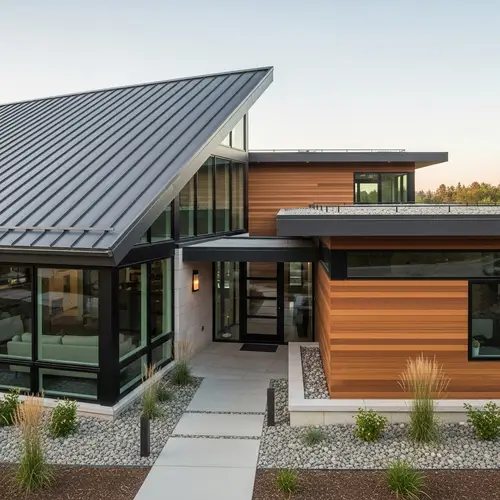 Modern and Traditional Roof Styles Combined in Architectural House Design