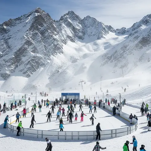High-Altitude Ice Rink in Majestic Mountains