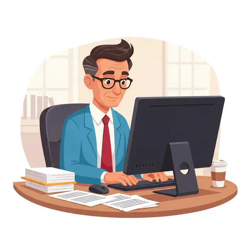 Hispanic Accountant at Well-Organized Desk | Animated Style Hispanic Accountant at Well-Organized Desk | Animated Style