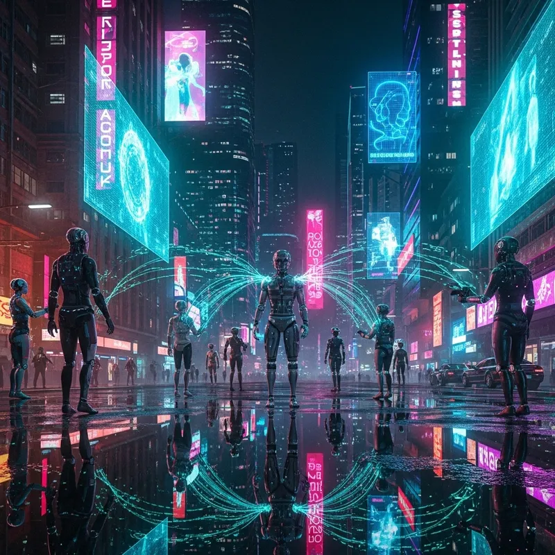 Futuristic Cyberpunk Cityscape - Federated Learning Data Exchange Futuristic Cyberpunk Cityscape - Federated Learning Data Exchange