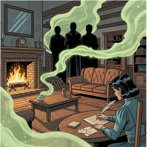 Spacious Living Room with Fireplace and Mystical Vibes