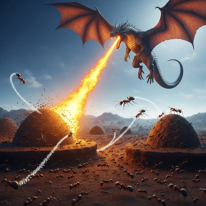 The Dragon Incinerates the Planet of Ants | Majestic Fantasy Scene