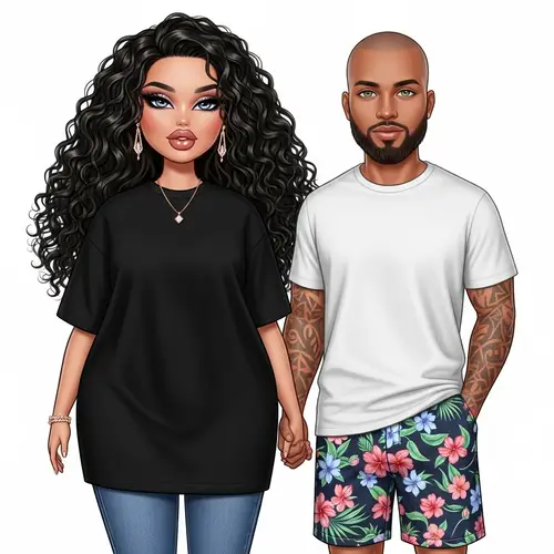 Exquisite Bratz Doll-Inspired Figure with Caucasian Woman and Latino Boyfriend
