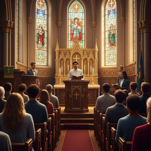 Diverse Church Congregation Engaged in Sermon | Unity & Faith