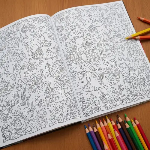 Whimsical Coloring Book with Nature and Geometric Designs