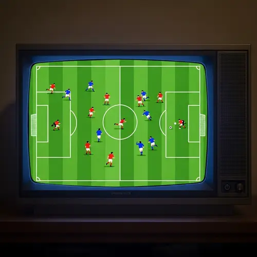 Simple Style Football Match Illustration on Television