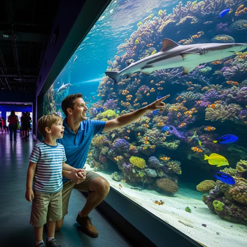 Joyful Aquarium Adventure: Father & Son Exploring