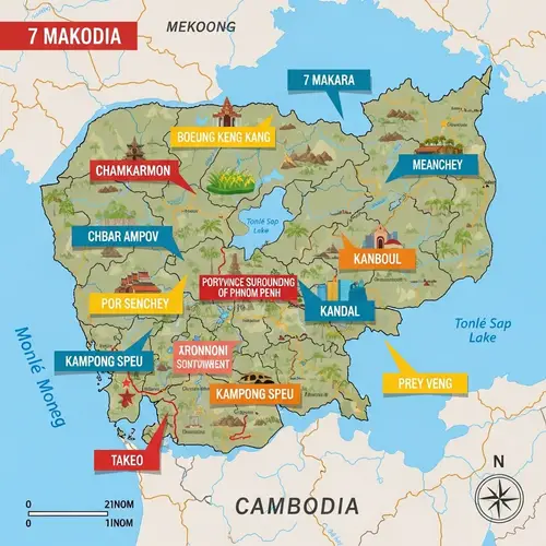 Detailed Map of Cambodia Zones