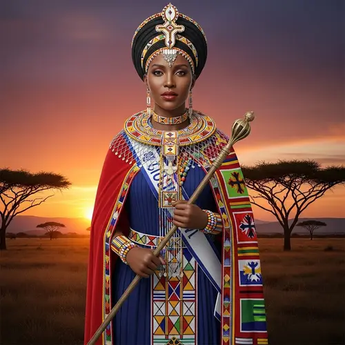 African Queen in Traditional Regalia - Cultural Tribute