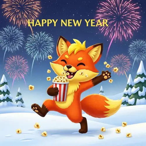 Adorable Orange Fox Celebrates New Year in Snowy Landscape