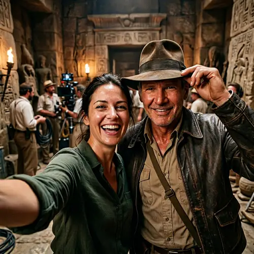 Candid Selfie with Harrison Ford on Indiana Jones Set