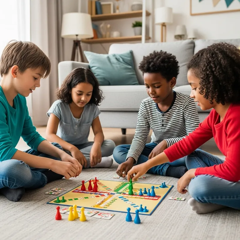 Diverse Children Enjoy Lively Game of Ludo - Fun Game Session