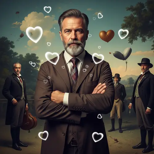 Middle-Aged Bearded Man Embracing Love and Bonds | Ethereal Art