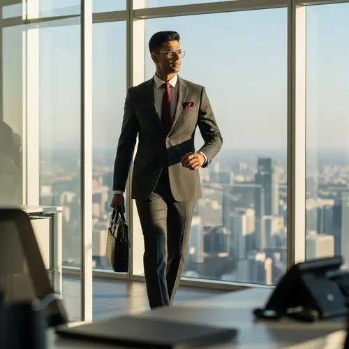 Professional South Asian Man in Business Attire | Urban Office Scene