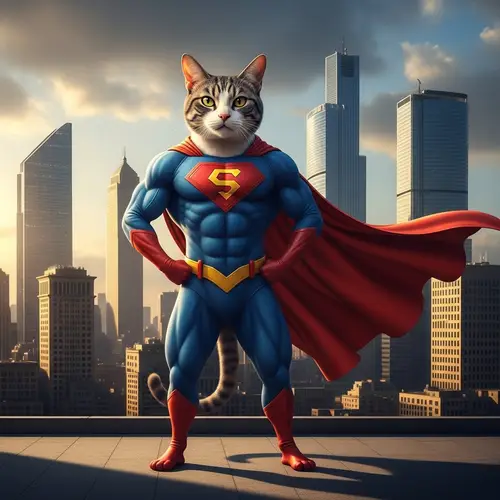 Superhero Cat - Feline Protector of the City