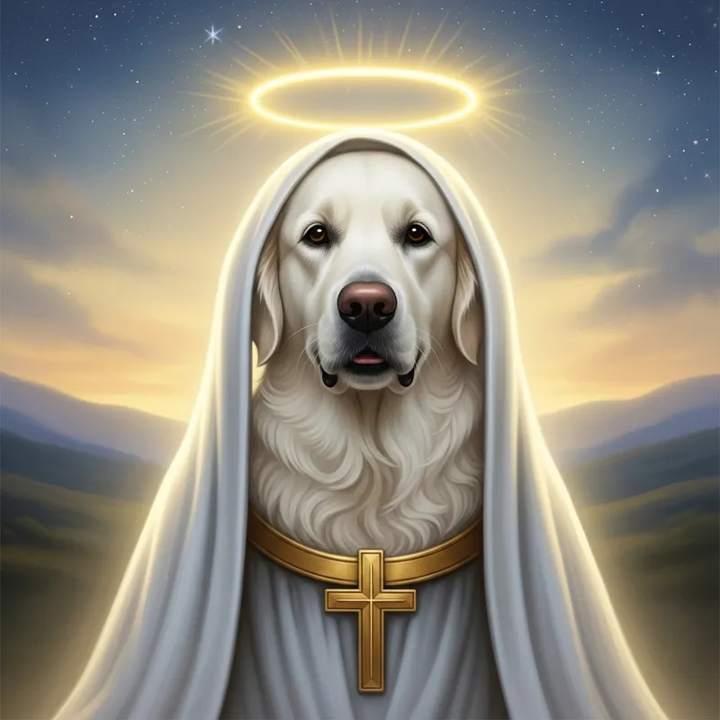White Golden Retriever as a Patron Saint