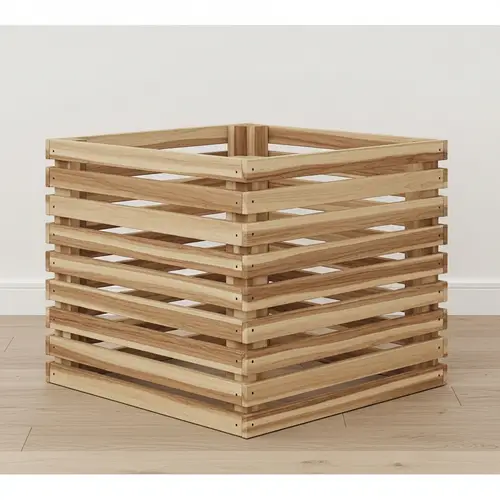 Handcrafted Medium Wood Slatted Planter for Gardening & Decor