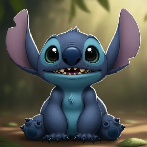 Whimsical Navy Blue and Black Creature Inspired by Stitch from Disney