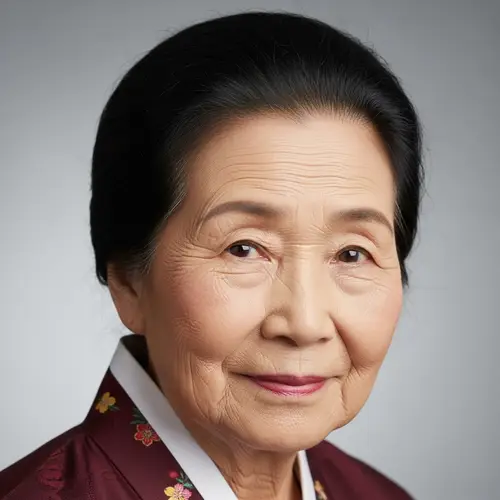 Elderly Asian Woman with Ponytail | Cultural Portrait