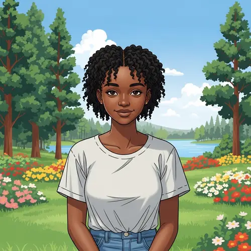 Tranquil African Teen in Nature Scene | Serene Park Portrait