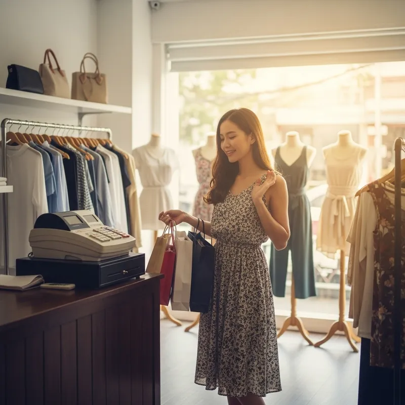Beautiful Asian Woman Shopping in Boutique | Summer Fashion Experience Beautiful Asian Woman Shopping in Boutique | Summer Fashion Experience