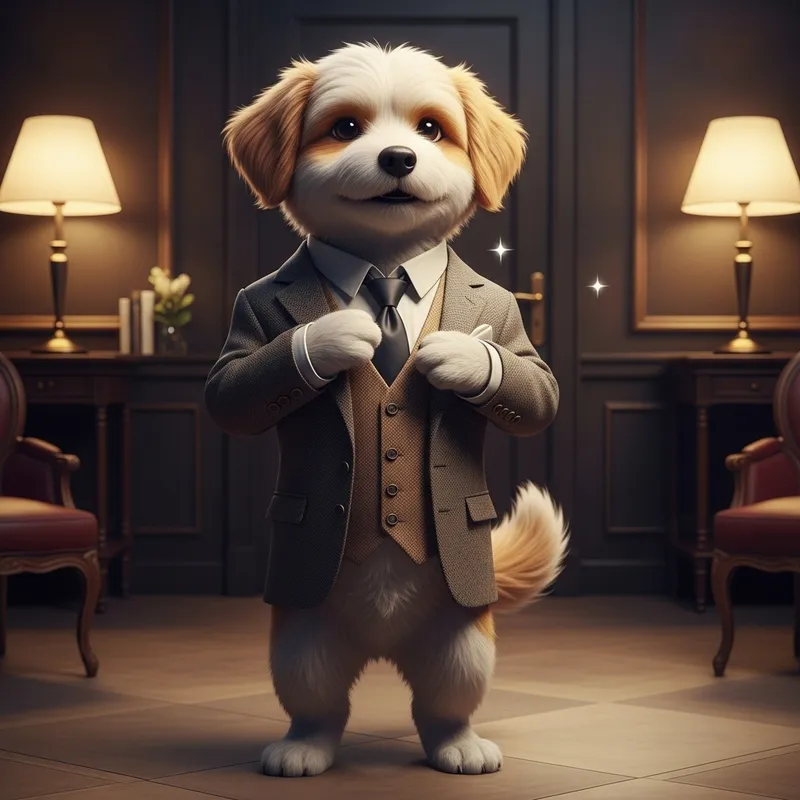 Dog Design in Dapper Suit | Stylish Canine Character