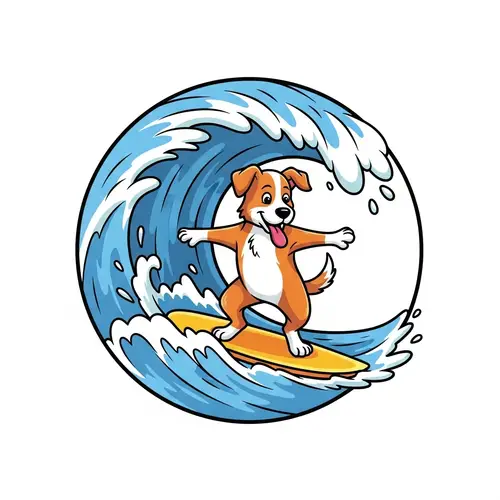 Surfing Dog Vector | Tshirt Cartoon Art