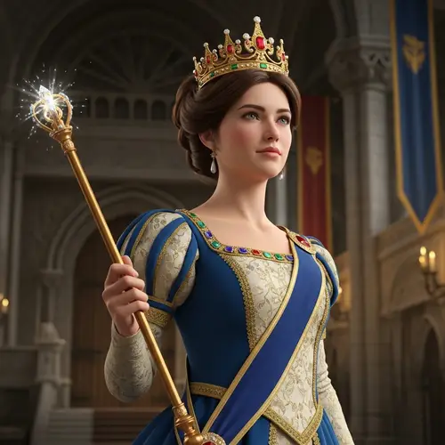 Young Queen in Regal Gown | Strong Leadership Personified