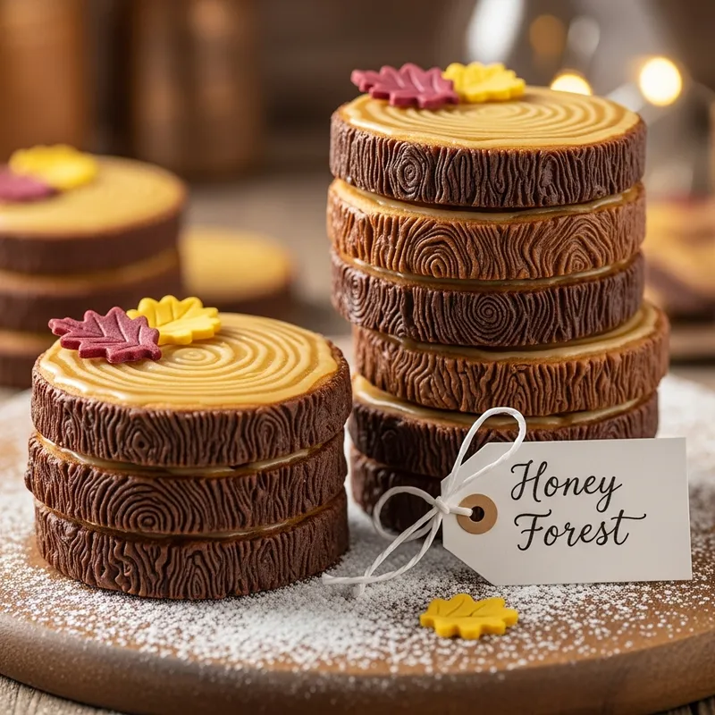 Tree Trunk Shaped Honey Forest Gingerbread Cookie