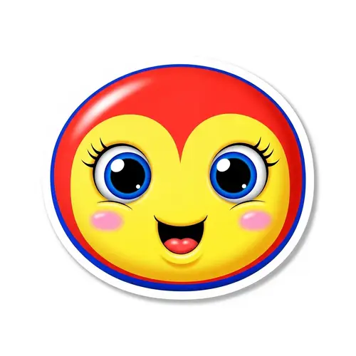 Adorable Vector Sticker in Primary Colors - Photorealistic Design