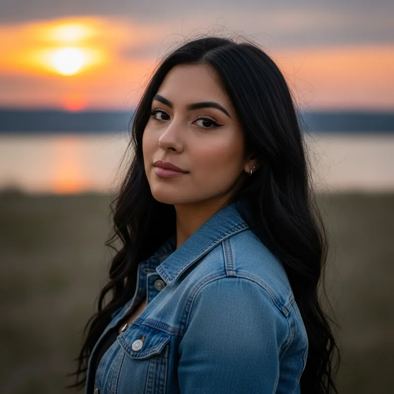 Beautiful Girl in Sunset Portrait