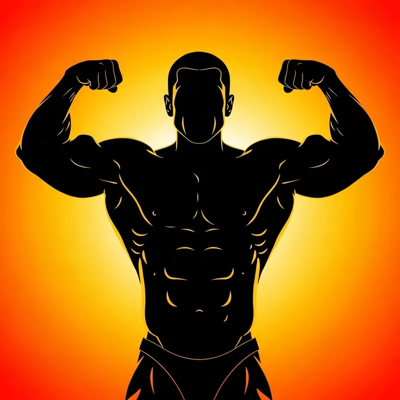 Black Bodybuilder Silhouette in Traditional Pose | Muscular Physique