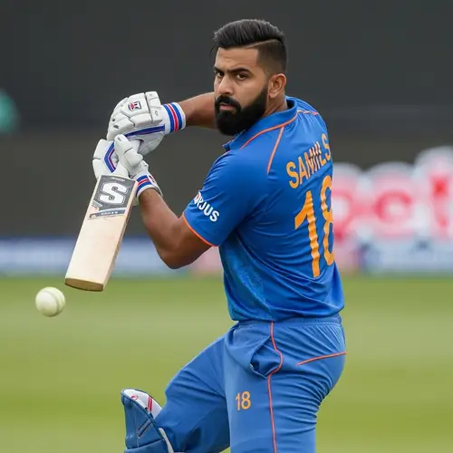 Accomplished Cricket Athlete in Blue Attire | Number 18