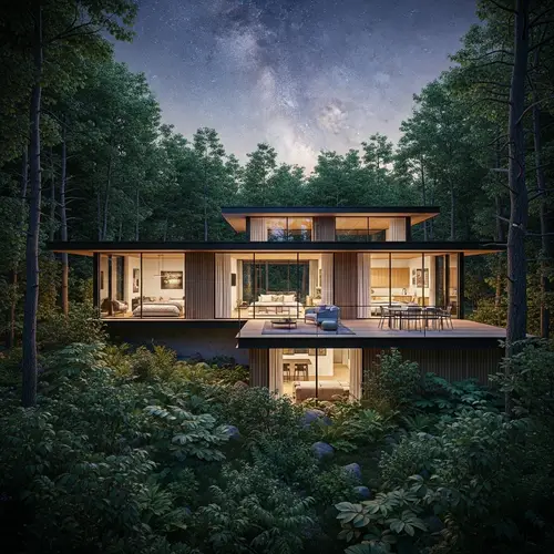 Modern House in Forest with Stunning Nature Views