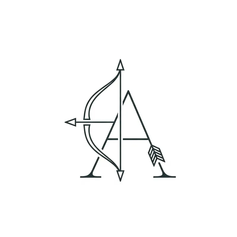 Minimalist Sagittarius Bow & Arrow with Letter A Design