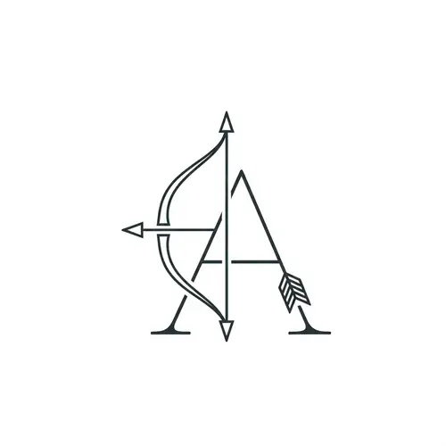 Minimalist Sagittarius Bow & Arrow with Letter A Design