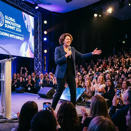 Dynamic Speaker Engages Audience on Stage