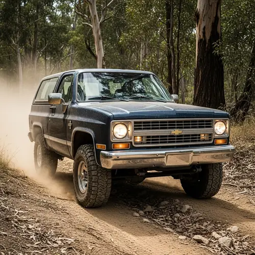 Dark Blue Chevrolet Blazer Samba Off-Roading | Remote Woodland Scene