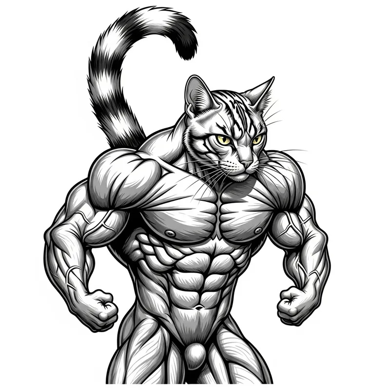 Powerful Cat: Muscular & Well-Groomed Pose