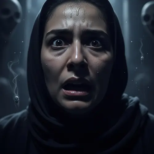 Intense Horror Scene: Middle-Eastern Person in Terror