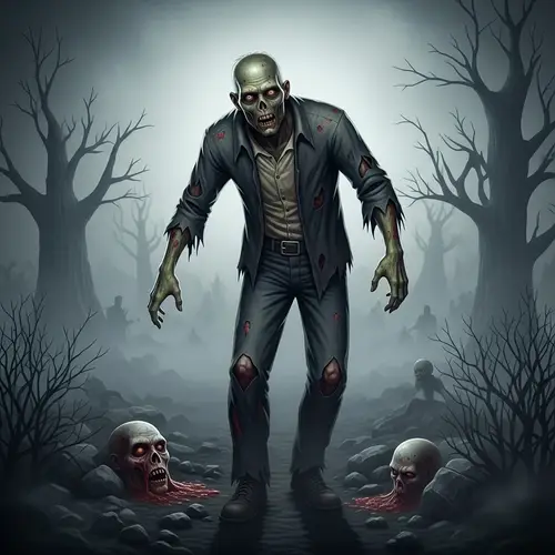 Terrifying Zombie Illustration - Spooky Undead Creature Artwork
