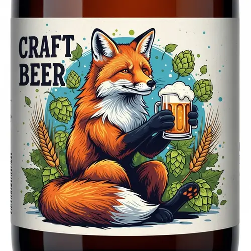 Craft Beer Fox Label Illustration for Brewery